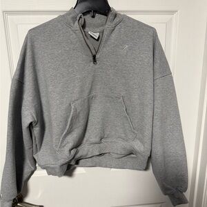 Gymshark Gray Half-Zip Hooded Sweatshirt
